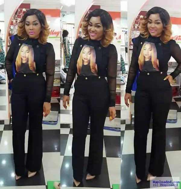 Mercy Aigbe Stuns As She Rocks Her Customised Outfit